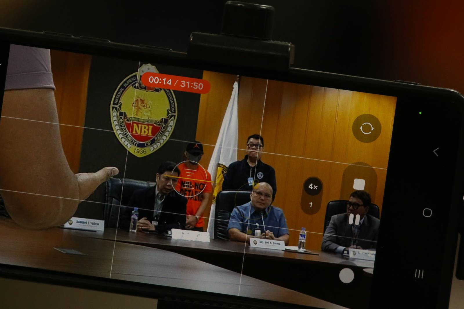 The National Bureau of Investigation (NBI), led by Director Angelito Magno, presents Patrolman Joshua Semilla Mendoza to the media during a press briefing at the NBI headquarters in Pasay City on 05 February 2026. Mendoza, a police officer accused of sexual assault, surrendered to the NBI and will be turned over to the proper court authorities for legal proceedings.