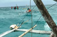 Rescue operation for the three passengers of motorized banca Realyn off the waters of Dimasalang, Masbate