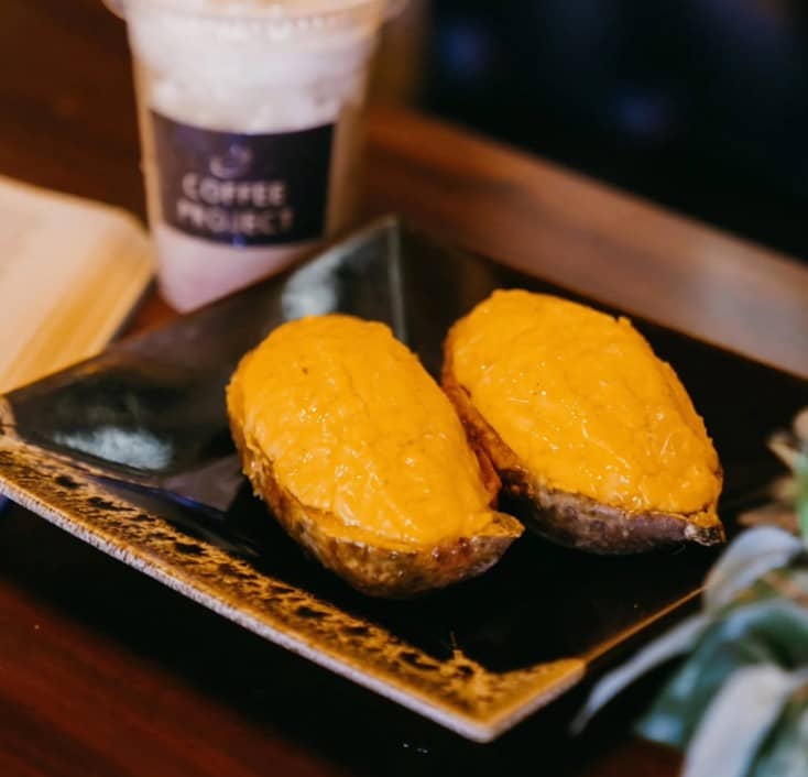 ENJOY a much-needed “me” time with your Camote Cake in a corner.