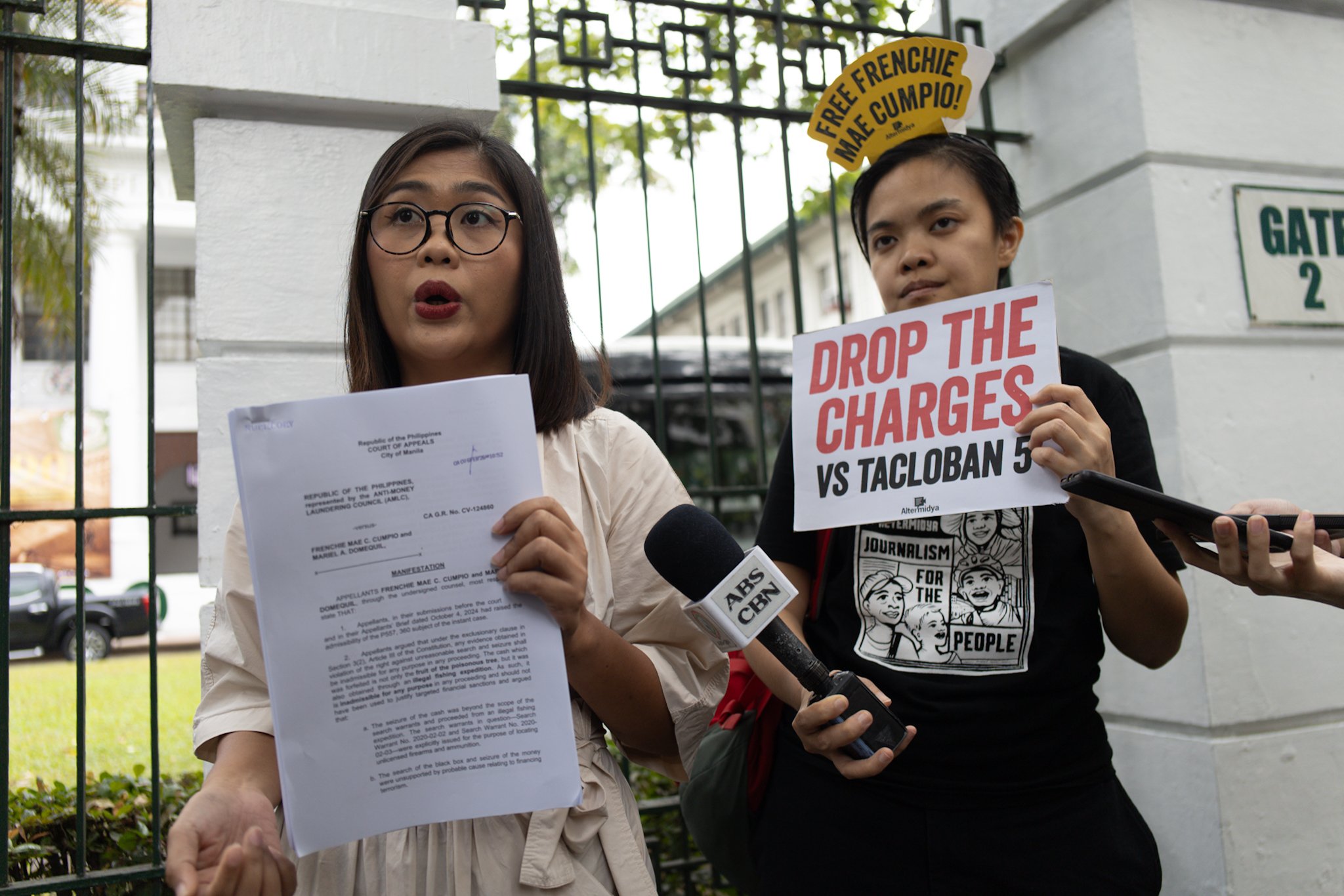 Journalist Frenchie Mae Cumpio's lawyer files manifestation vs motion for reconsideration on the civil forfeiture case