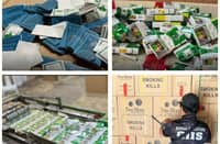 Confiscated illegal tobacco products, manufacturing equipment, and packed boxes are shown following a joint government operation in Brgy. Panipuan, Mexico, Pampanga, February 5, 2026.