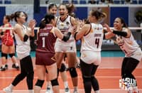 THE Perpetual Lady Altas celebrate after completing a 28-26, 25-15, 26-24 victory over the EAC Lady Generals to post their fifth straight win in Season 101 of the NCAA women’s volleyball tournament on Saturday.