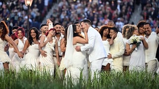 Bad Bunny officiates real wedding during Super Bowl halftime show