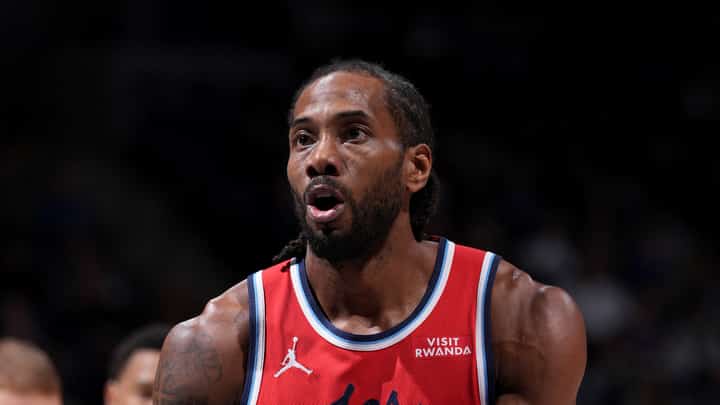 Kawhi Leonard #2 of the LA Clippers shoots a free throw during the game against the Minnesota Timberwolves on February 8, 2026 at Target Center in Minneapolis, Minnesota.