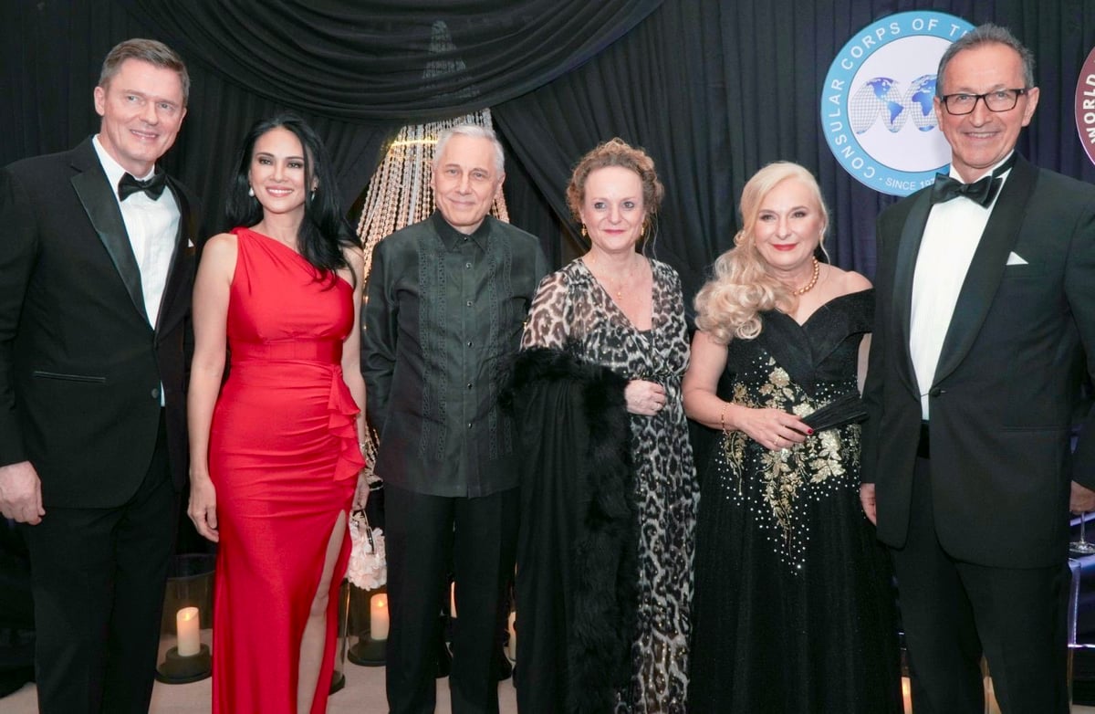 WINFRIED Wicklein, Irene Wicklein, Danish Ambassador Franz-Michael Mellbin, Eva Mellbin, Roswitha Brieger and Austrian Ambassador Johann Brieger.