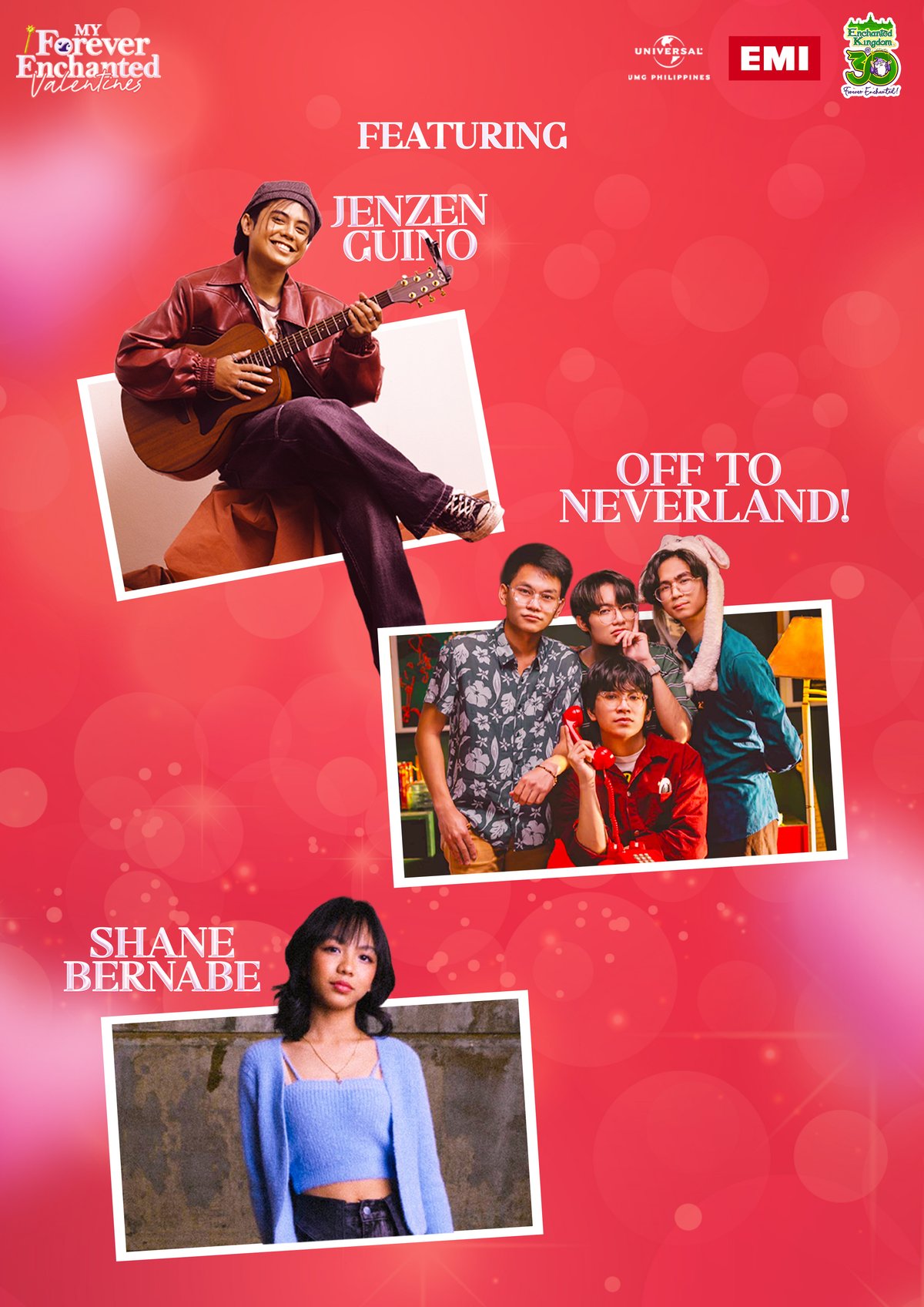 JENZEN Guino, Off To Neverland! and Shane Bernabe headline Enchanted Kingdom’s ‘My Forever Enchanted Valentines’ pop-up concert on 14 February, presented in collaboration with Universal Music Group Philippines and EMI Records Philippines.