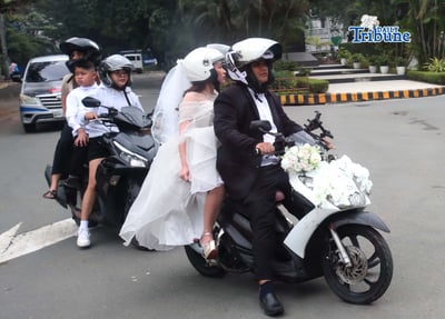 Pride Ride: LGBTQ+ couple ride motorcycle