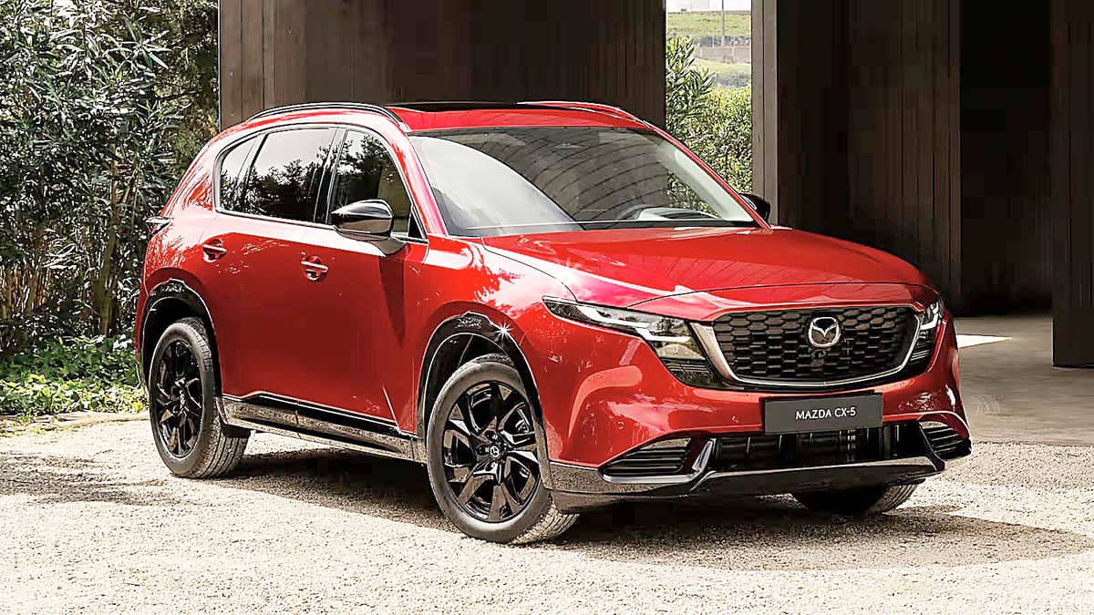 RED Mazda CX-5 stands on black wheels as the brand shifts spending toward visible upgrades and digital features.