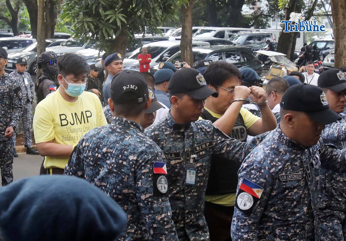 Former Senator Bong Revilla Jr., along with four co-accused, arrived at the Sandiganbayan in Quezon City on Monday, 16 February 2026, to attend his arraignment on graft and malversation charges in relation to the P92.8-million flood control anomalies. Photo/Analy Labor