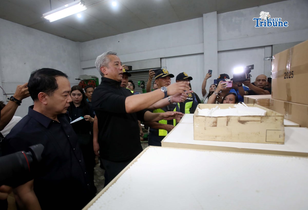 (February 16 2026) Department of the Interior and Local Government (DILG) Secretary Jonvic Remulla, with Philippine National Police Chief PGen. Jose Melencio Nartatez Jr. and Bureau of Customs Commissioner Ariel Nepomuceno, conducted a joint operation of an alleged unregistered cigarette manufacturing warehouse in Barangay Panipuan, San Fernando, Pampanga, on Monday, February 16, 2026. Photo/Analy Labor