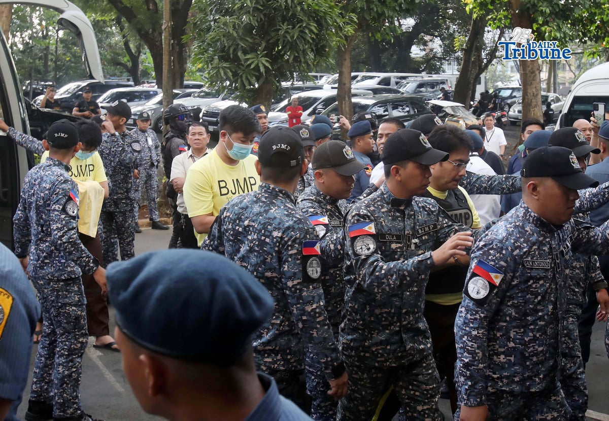 Former Senator Bong Revilla Jr., along with four co-accused, arrived at the Sandiganbayan in Quezon City on Monday, 16 February 2026, to attend his arraignment on graft and malversation charges in relation to the P92.8-million flood control anomalies. Photo/Analy Labor