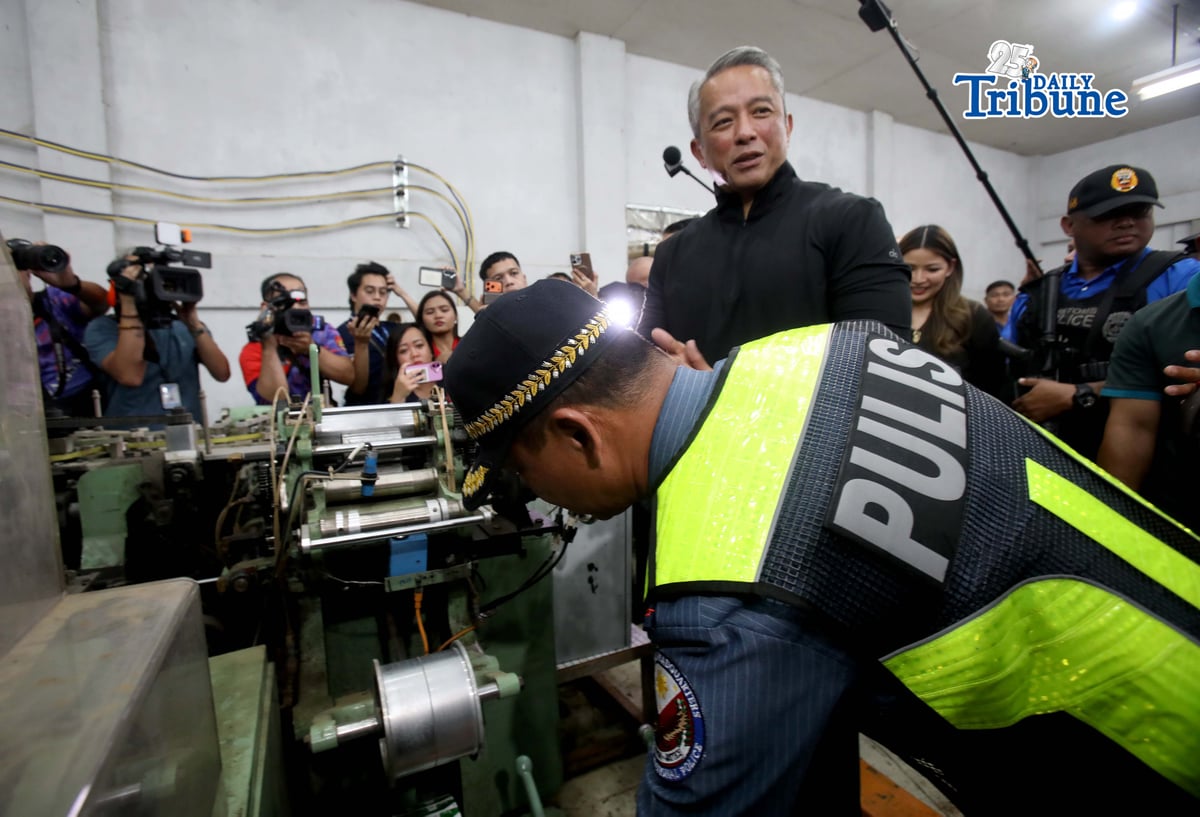 (February 16 2026) Department of the Interior and Local Government (DILG) Secretary Jonvic Remulla, with Philippine National Police Chief PGen. Jose Melencio Nartatez Jr. and Bureau of Customs Commissioner Ariel Nepomuceno, conducted a joint operation of an alleged unregistered cigarette manufacturing warehouse in Barangay Panipuan, San Fernando, Pampanga, on Monday, February 16, 2026. Photo/Analy Labor