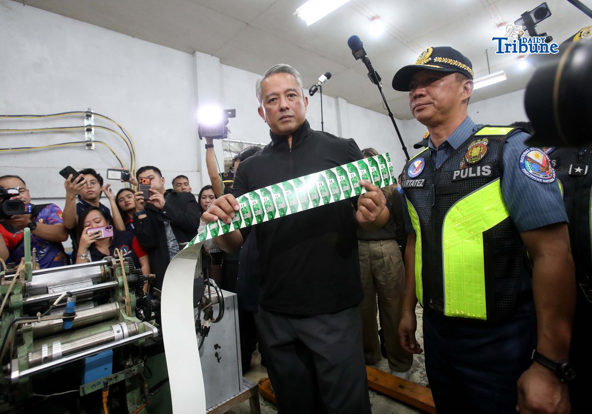 (February 16 2026) Department of the Interior and Local Government (DILG) Secretary Jonvic Remulla, with Philippine National Police Chief PGen. Jose Melencio Nartatez Jr. and Bureau of Customs Commissioner Ariel Nepomuceno, conducted a joint operation of an alleged unregistered cigarette manufacturing warehouse in Barangay Panipuan, San Fernando, Pampanga, on Monday, February 16, 2026. Photo/Analy Labor