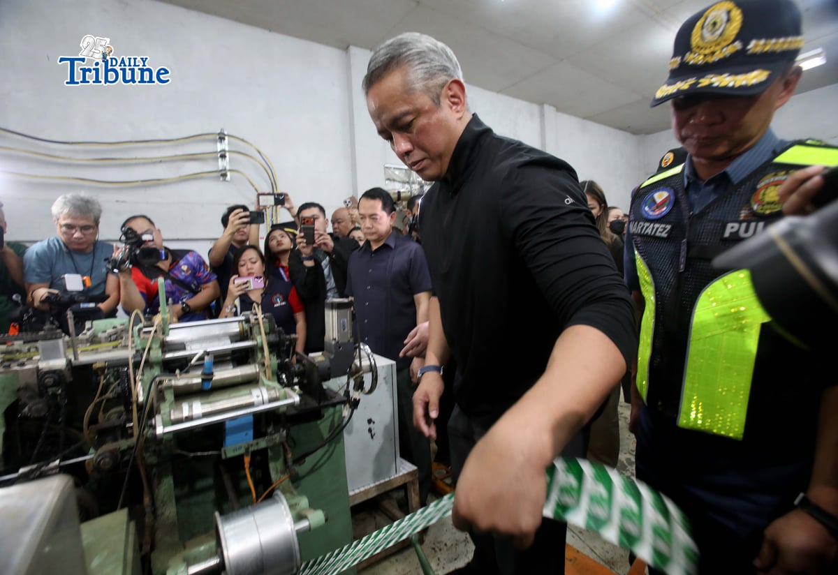 (February 16 2026) Department of the Interior and Local Government (DILG) Secretary Jonvic Remulla, with Philippine National Police Chief PGen. Jose Melencio Nartatez Jr. and Bureau of Customs Commissioner Ariel Nepomuceno, conducted a joint operation of an alleged unregistered cigarette manufacturing warehouse in Barangay Panipuan, San Fernando, Pampanga, on Monday, February 16, 2026. Photo/Analy Labor