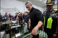 DEPARTMENT of the Interior and Local Government Secretary Jonvic Remulla (second from left), together with Philippine National Police Chief PGen. Jose Melencio Nartatez Jr. and Bureau of Customs Commissioner Ariel Nepomuceno (left), leads a joint operation at an alleged unregistered cigarette manufacturing warehouse in Barangay Panipuan, San Fernando, Pampanga.