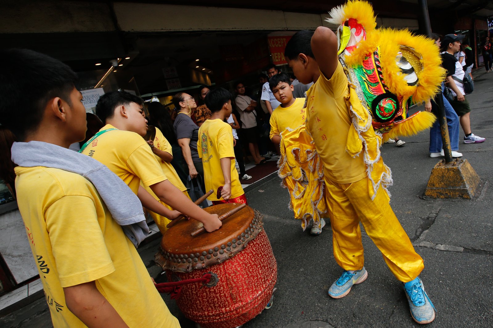 Junior members of the Masangkay Sky Dragon and Lion Dance Club make their rounds through Manila’s Binondo District as the community celebrates the Year of the Horse. Hosting a lion dance is believed to ward off evil spirits, bring good luck, and usher in prosperity for the year ahead.