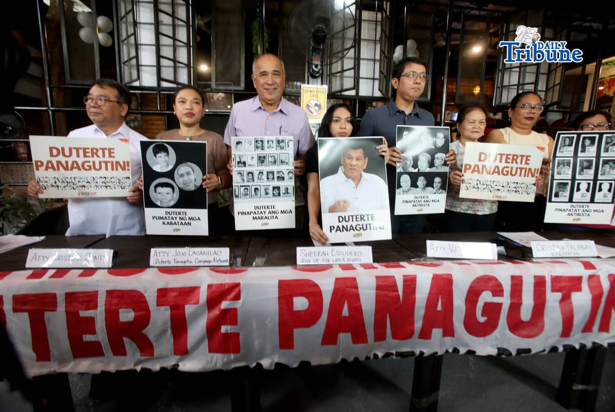 Families of victims of extrajudicial killings and human rights advocates are set to hold a press conference ahead of their delegation’s trip to The Hague, as Rodrigo Duterte faces his first hearing on the confirmation of charges before the International Criminal Court on 23 February 2026.
Photo by Analy Labor