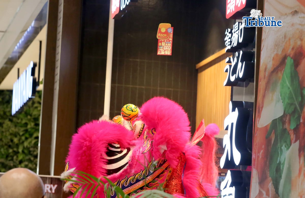 Dragon and lion dancers reach for the red envelope (ang pau), a gift from a mall tenant, as they entertain shoppers during Lunar New Year celebrations at an SM mall in Marikina City on Tuesday, 17 February 2026.
Photo by Analy Labor