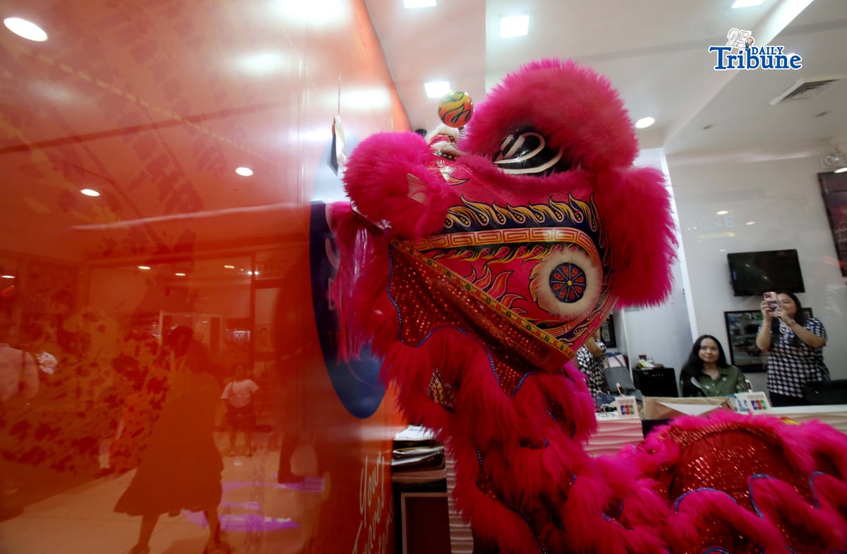 Dragon and lion dancers reach for the red envelope (ang pau), a gift from a mall tenant, as they entertain shoppers during Lunar New Year celebrations at an SM mall in Marikina City on Tuesday, 17 February 2026.
Photo by Analy Labor
