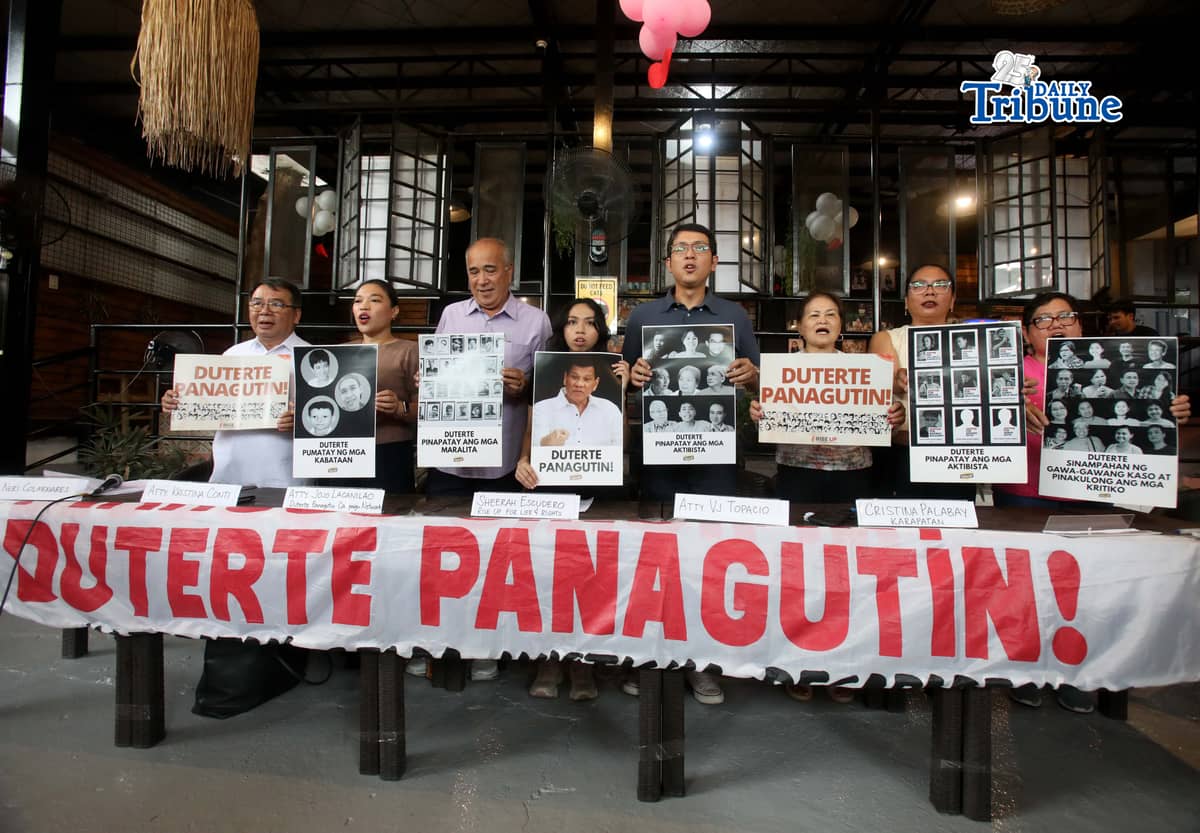 Families of victims of extrajudicial killings and human rights advocates are set to hold a press conference ahead of their delegation’s trip to The Hague, as Rodrigo Duterte faces his first hearing on the confirmation of charges before the International Criminal Court on 23 February 2026.
Photo by Analy Labor