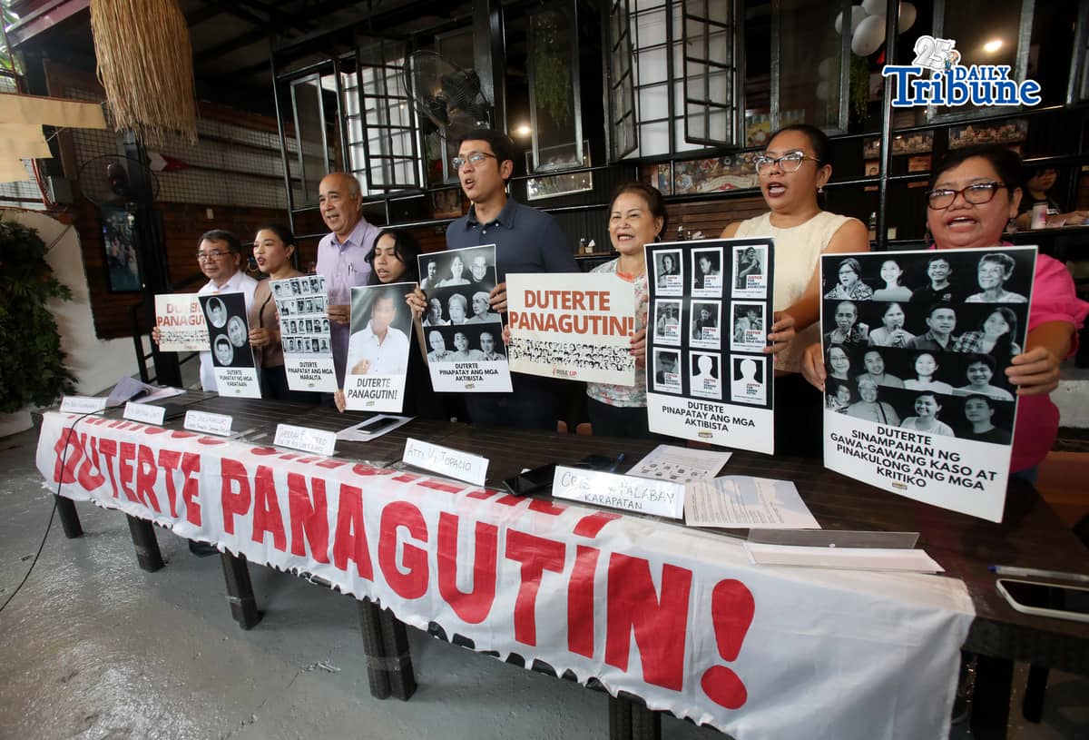 Families of victims of extrajudicial killings and human rights advocates are set to hold a press conference ahead of their delegation’s trip to The Hague, as Rodrigo Duterte faces his first hearing on the confirmation of charges before the International Criminal Court on 23 February 2026.
Photo by Analy Labor