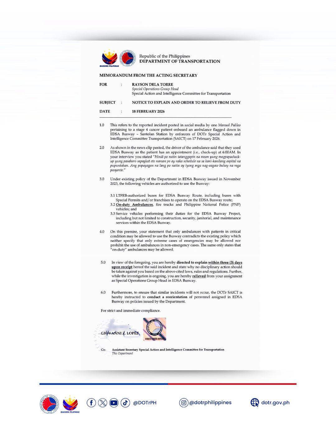 DOTr relieves SAICT chief over ambulance busway row