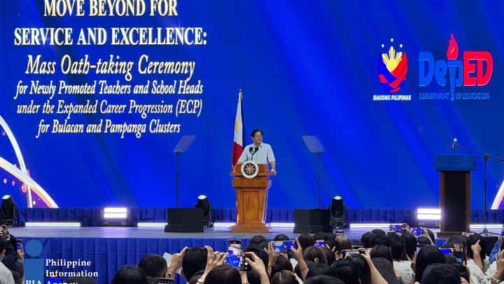 PRESIDENT Ferdinand R. Marcos Jr. attends ceremony for teachers and school heads under Expanded Career Progression program in Bulacan.