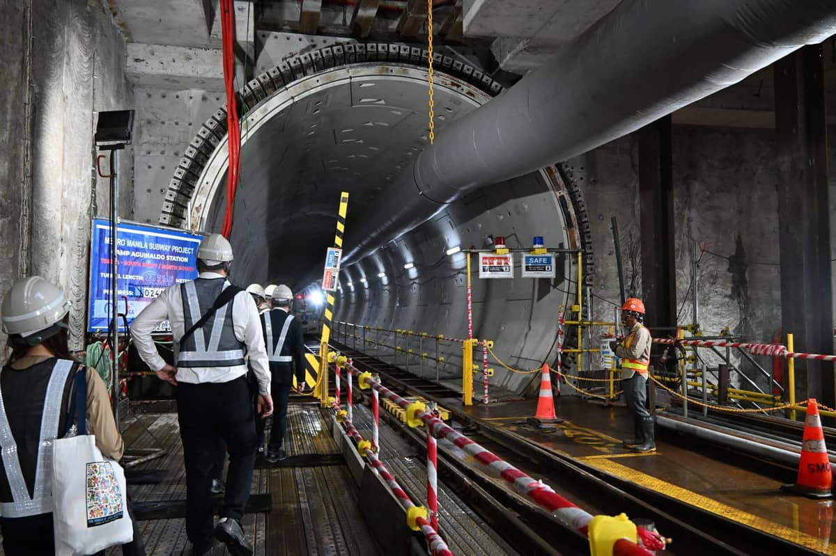 Ongoing construction of the Metro Manila Subway Project (MMSP) at Camp Aguinaldo, Quezon City.