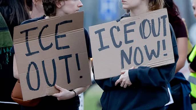Protesters gather at 45th and Lamar in Austin, Texas, on 8 January 2026, to rally against ICE following the fatal shooting of Renee Nicole Good.
