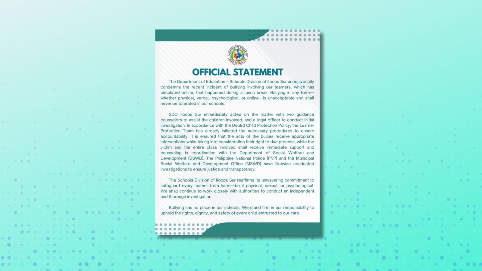 Bullying incident at Ilocos Sur public school sparks outrage, multi-agency probe