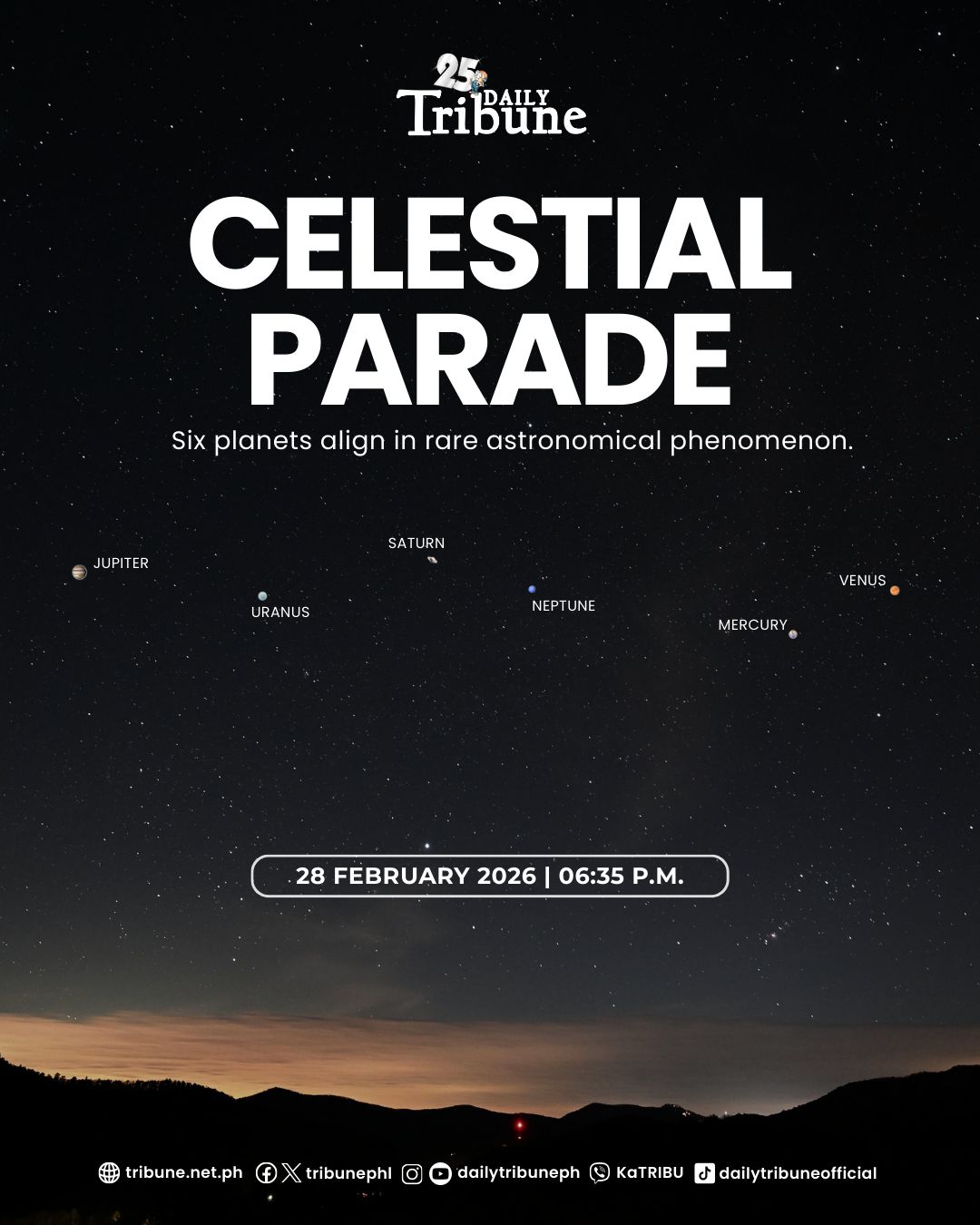 Six planets shine in rare February celestial parade