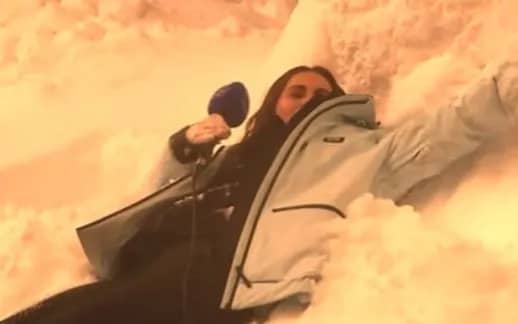 Danika Mason made snow angels live on broadcast.