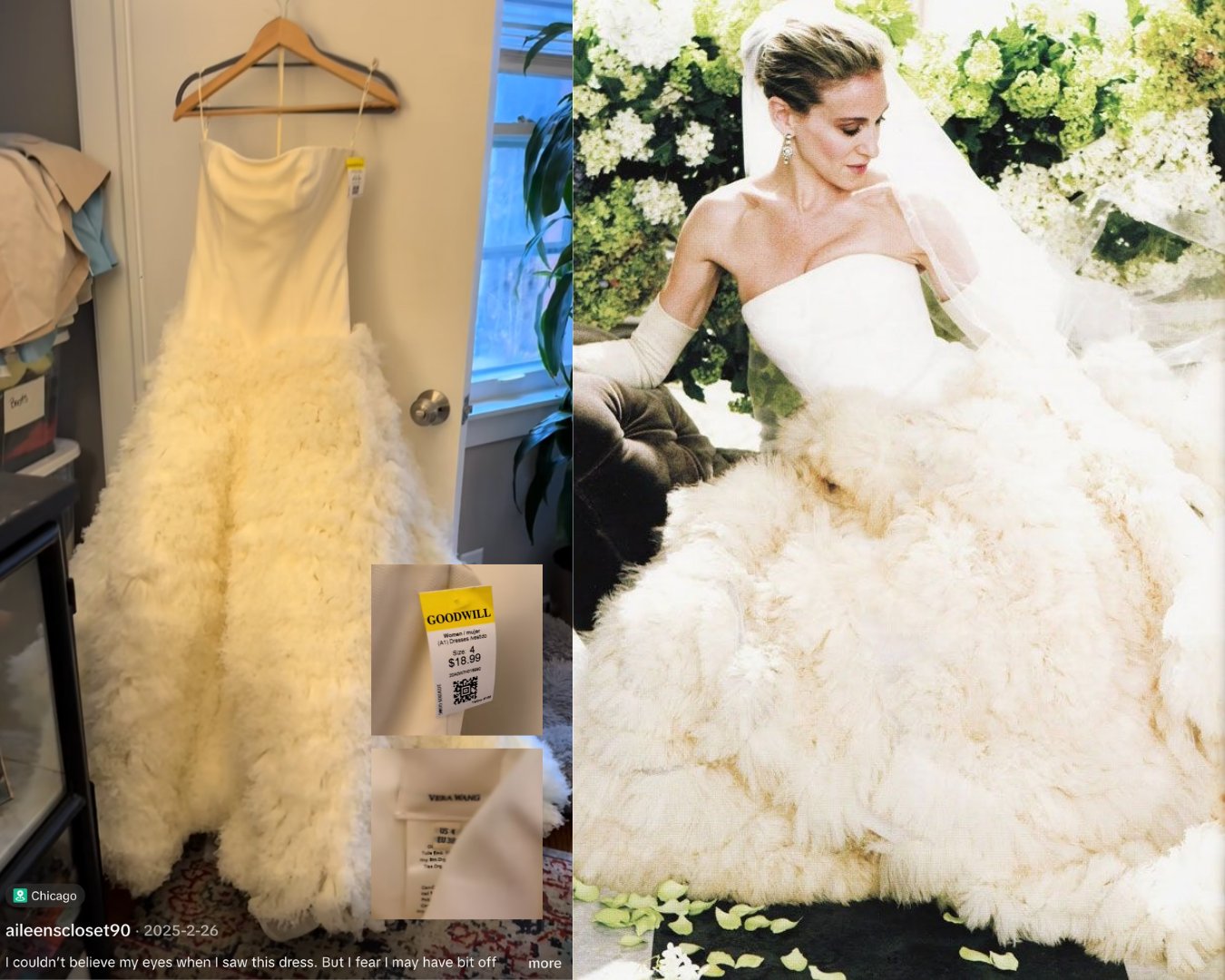 Woman thrifted Carrie Bradshaw's wedding dress for $19, sold it for $2,750