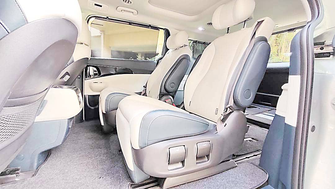 SECOND-row captain’s chairs provide space and support suited for long drives.