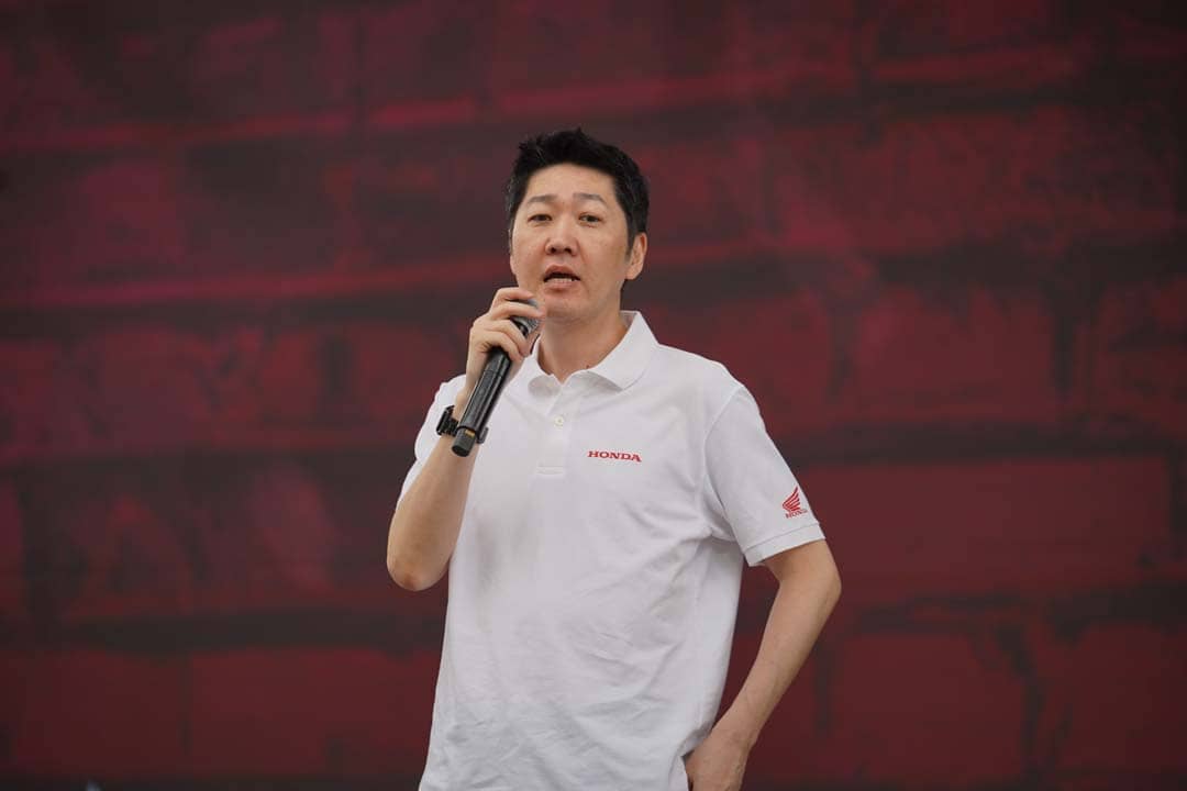 TAKESHI Kobayashi, president of Honda Philippines Inc., thanks Honda riders for their support following the company’s record sales year in 2025.