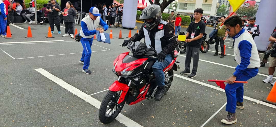SKILLS challenges drew crowds as participants navigated tight turns and balance tests in the gymkhana competition area.