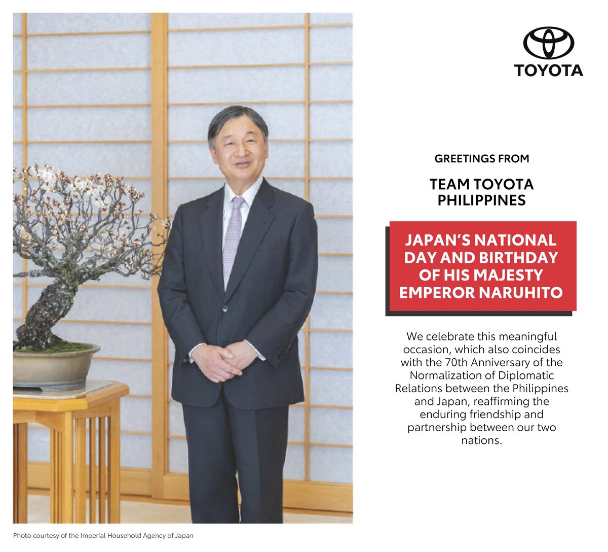 Team Toyota Philippines: Japan’s National Day and Birthday of His Majesty Emperor Naruhito