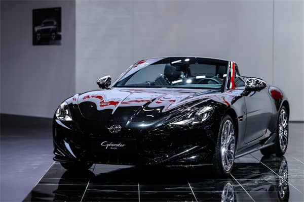 BLACK paint and bold lines give the MG Cyberster a modern take on the classic roadster look.