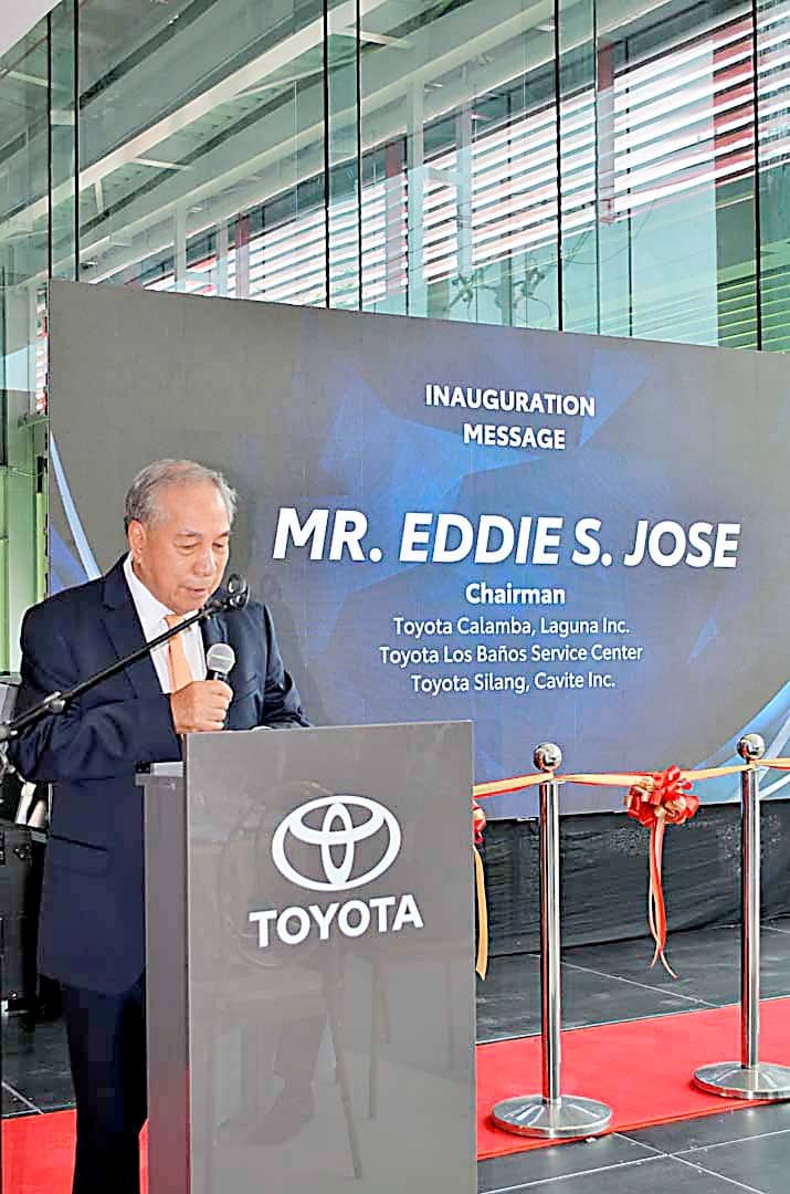 EGMIDIO ‘Eddie’ S. Jose, chairman of Toyota Calamba, speaks at the inauguration of the Toyota Los Baños Service Center in Los Baños.