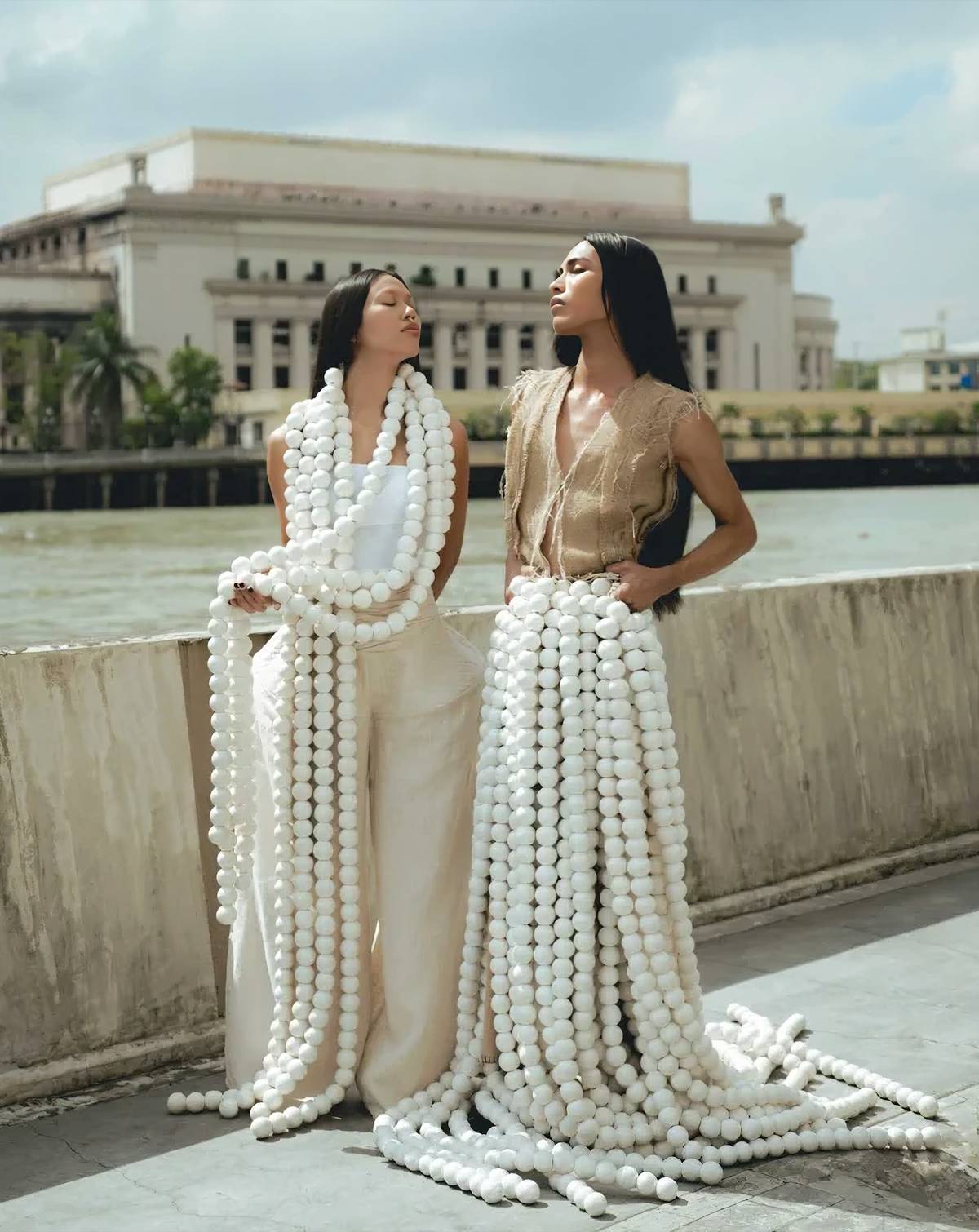 DECONSTRUCTED jute tops for Vogue Philippines December 2025/January 2026 issue.