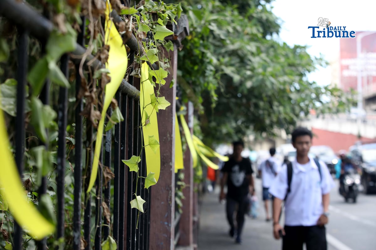 Yellow ribbons were seen tied along EDSA in Quezon City on Monday, 23 February 2026, ahead of the 40th EDSA People Power celebration.