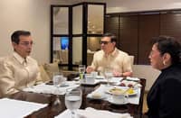 MANILA Mayor Francisco Domagoso (left) holds a meeting with Executive Secretary Ralph Recto and his wife former Batangas Governor Vilma Santos to discuss the proposed transformation of the Intramuros Golf Course into a forest park.