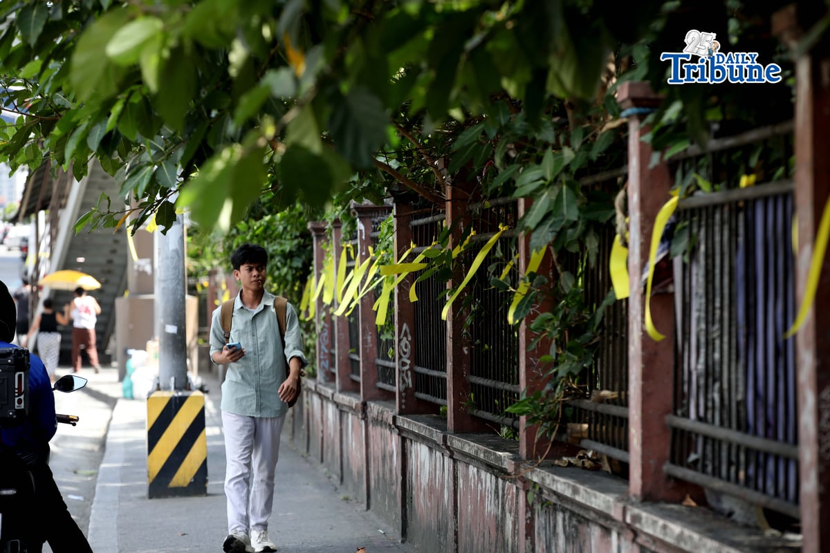 Yellow ribbons were seen tied along EDSA in Quezon City on Monday, 23 February 2026, ahead of the 40th EDSA People Power celebration.
