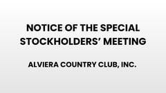 ALVIERA Country Club - Notice of the Special Stockholders' Meeting
