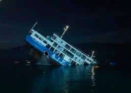 The half-sank MV Trisha Kerstin 3 in the waters of Basilan.