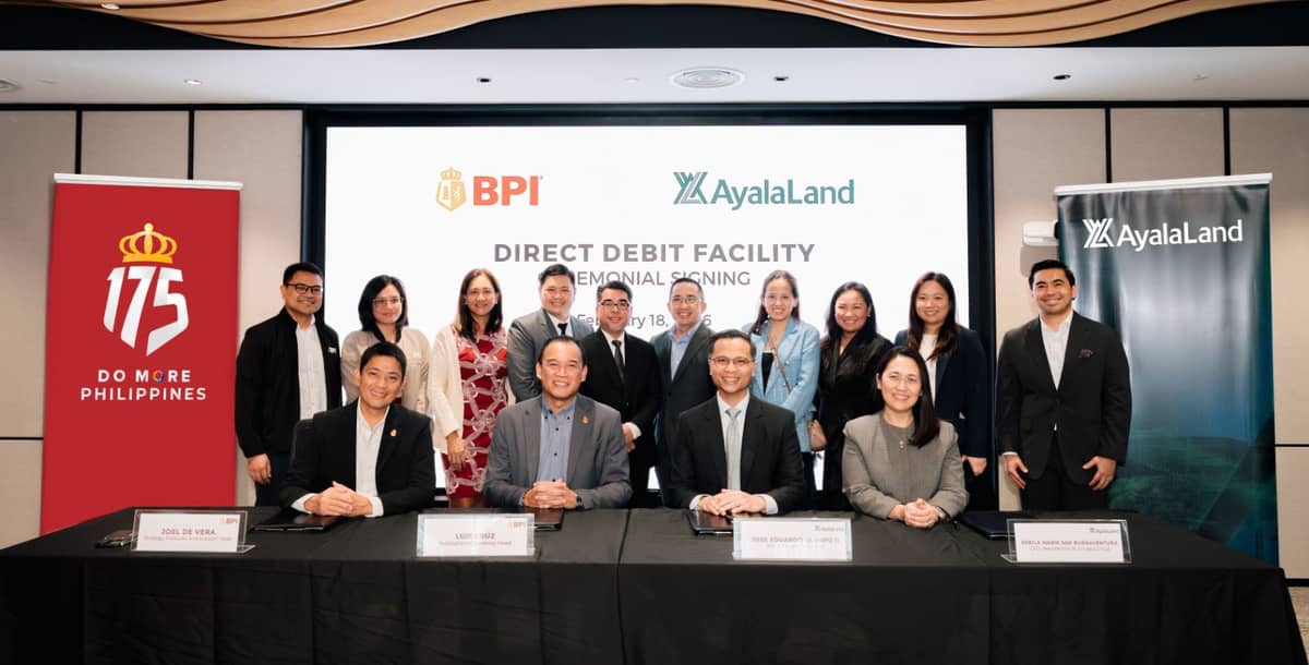 Our signatories together with the working team mark another milestone made possible through collaboration and shared commitment.

(L-R Standing): Joseph Paycana, BPI Collections Product Head; Francine Perez, BPI Product Development Manager; Barbara Untalan – BPI Head of Corporate Banking; Ashley Jay Cruz BPI Cash Management Sales Officer; Jose Emilio B. Jamir – ALI Deputy Treasurer; Edgardo R. Marcelo, Jr.– BPI Head of Transaction Banking; Jennelyn J. Almazan – ALI Treasury Manager; Brenda Ilano – BPI Relationship Manager; Winnie Espiritu – BPI Team Head of Top Corporates Team 1 and Carl Francis Ramirez - BPI Market Head for Top Corporates
