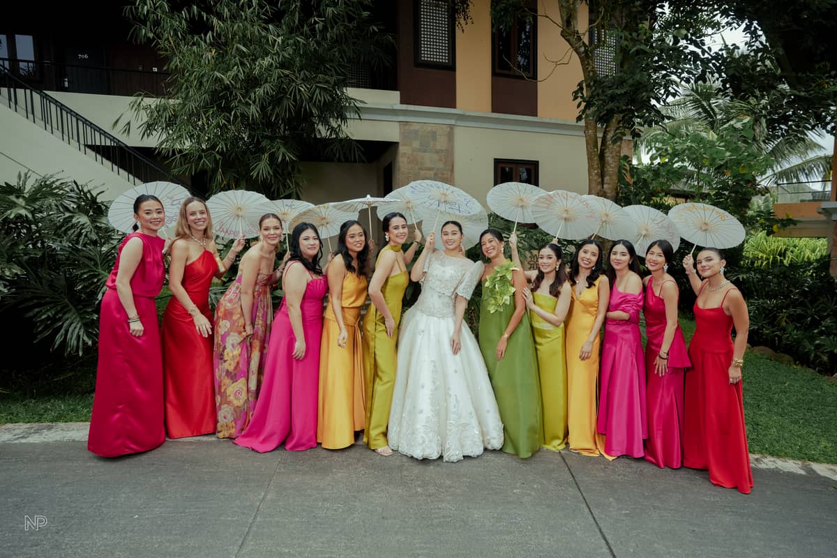 THE bride and her bridesmaids. Maxine Smith, Paige Aboitiz,  Amanda Booth, Cara Mercado, Clarisse Peralta, Ines Dumont, Bride Molly Favis, Andrea Alcantara, Nicola Lichauco, Cristina de Leon, Bernice Choi and Isabel Elizalde.
