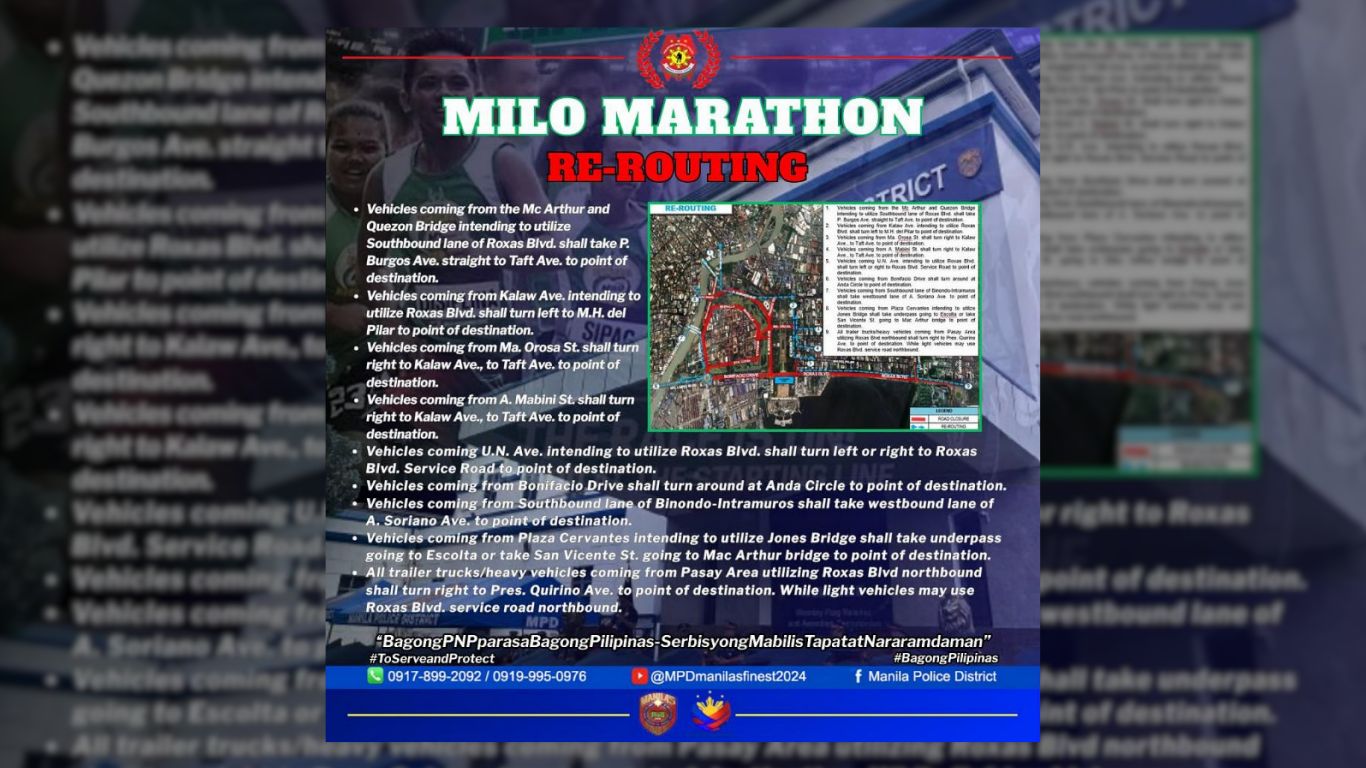 Manila road closures, rerouts for March 1 Marathon
