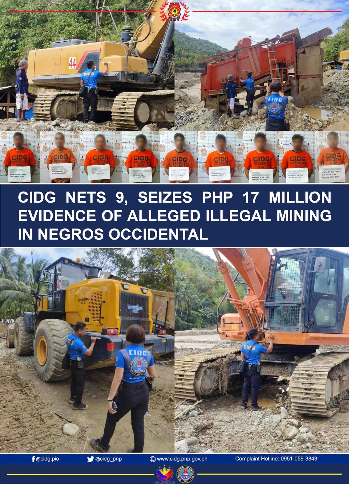 9 arrested, P17.5M mining gear seized in Negros Occidental