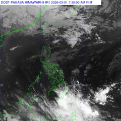 Cloudy skies, brief heavy rains seen across Philippines